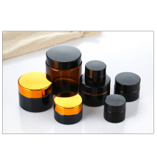 Wholesale 5ml 10ml 15ml 30ml 50ml 60ml 100ml amber cosmetic glass jar with plastic lid for body cream